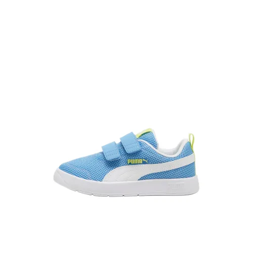 PUMA Courtflex V3 Breathable Lightweight Cushioning Low-Top Kids Lifestyle Shoes Blue White Children Aged 3-7 Years Old