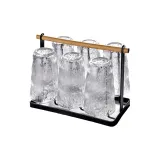 Transparent Glacier Glass Cup High Version 6 Pack+Black Cup Holder