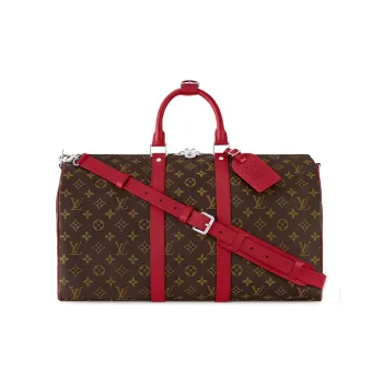 LOUIS VUITTON Keepall Coated Canvas Travel Bag Men's Silk Red