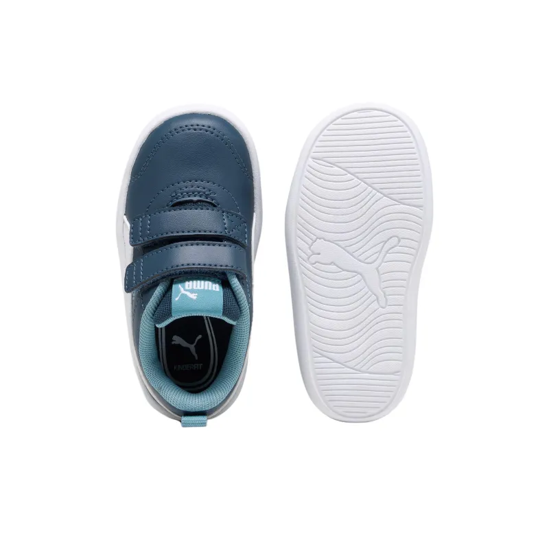 PUMA Courtflex V2 Anti-Slip Wear-Resistant Low-Top Kids' Skateboarding Shoes Blue White Children Aged 3-7 Years Old-3