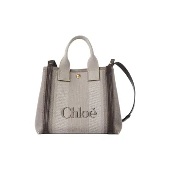 Chloe Cotton Tote Bag Shopping Bag Shoulder Bag Crossbody Bag Handbag Small Size Women's Cor Brown