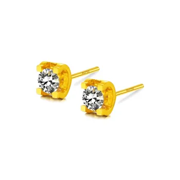 DAIRUO 18K Gold Stud Earrings Unisex