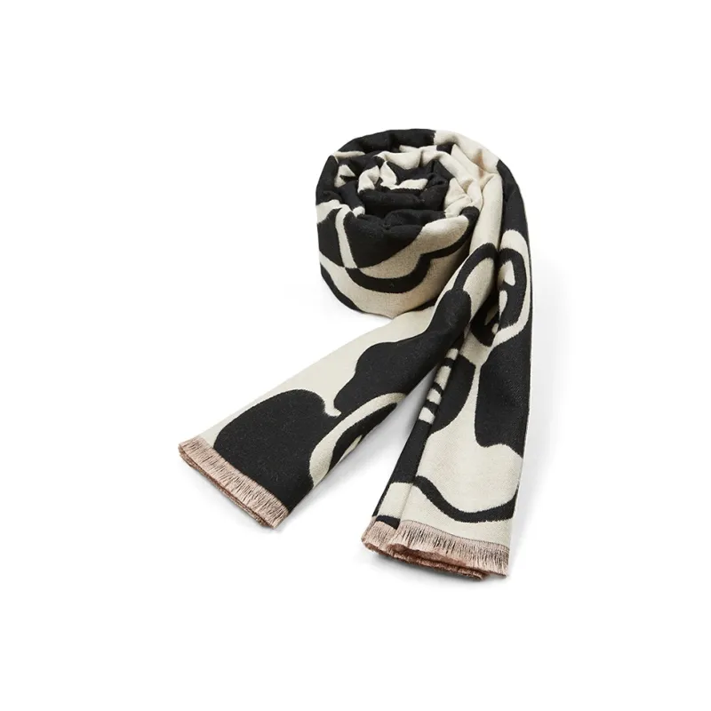 DULOREN Polyester Viscose Scarves Women's Black & White-0