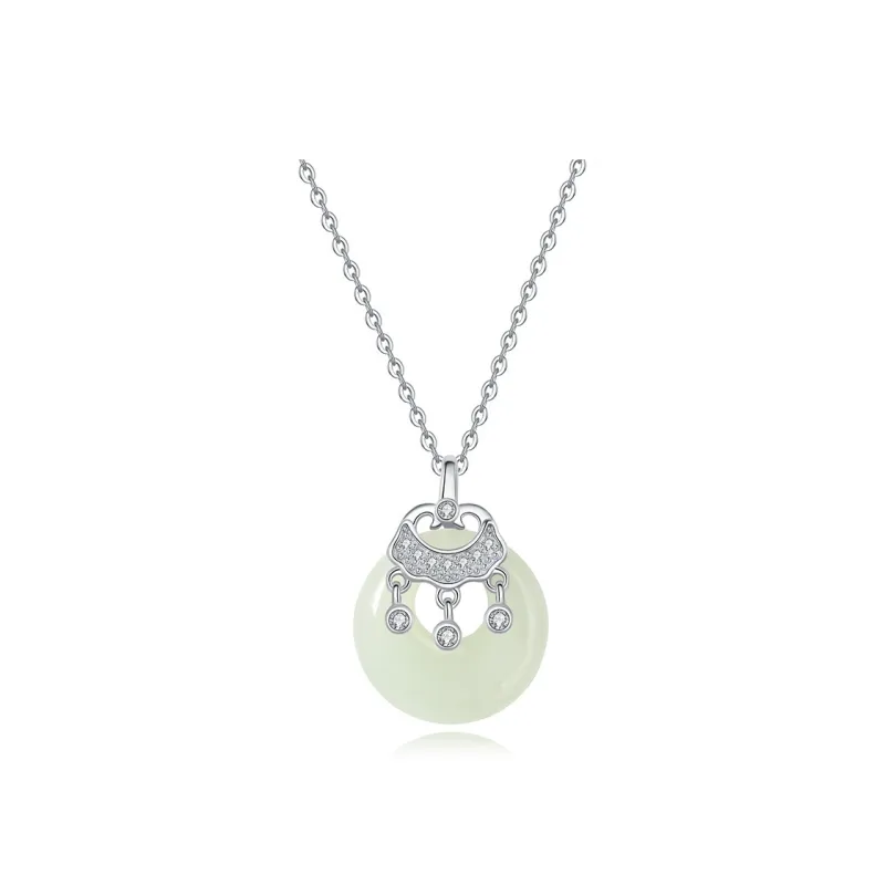 WEITIANXUAN Hetian Jade Necklaces White Jade/Pale Greenish White Jade Women's-0