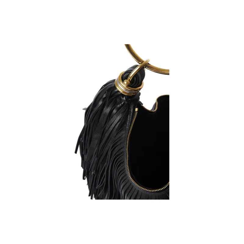 Chloe Buffalo Leather Shoulder Bag, Crossbody Bag Trumpets Women's Black-3