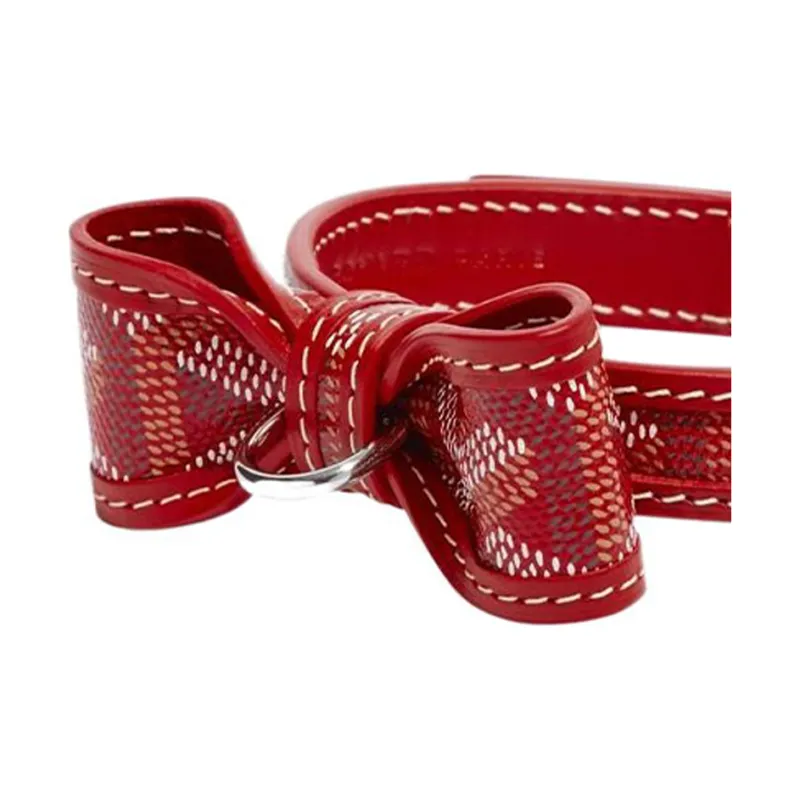 GOYARD OSCAR Goyardine Canvas With Clamecy Cow Leather Dog's Teeth Collar Bag Accessory Unisex Red-3