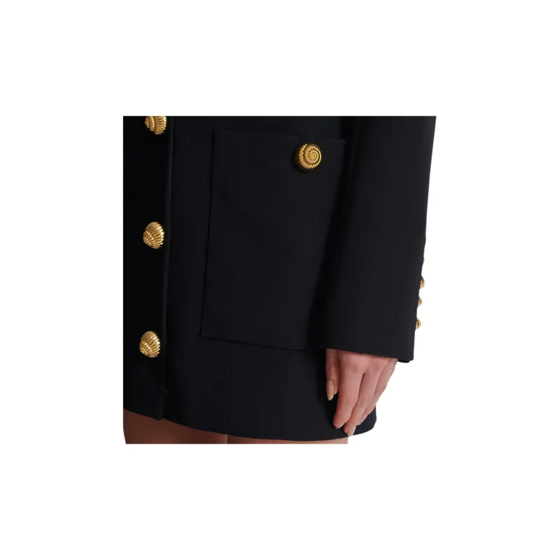BALMAIN V Neck Button Embellished Mini Dress-7