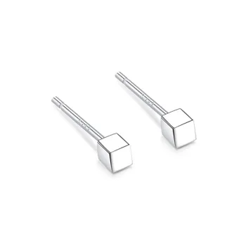 Muyan S999 Fine Silver Geometric Block Stud Earrings Women's