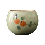 Hand-Drawn Ge Kiln Dragon Egg Cup-Persimmon