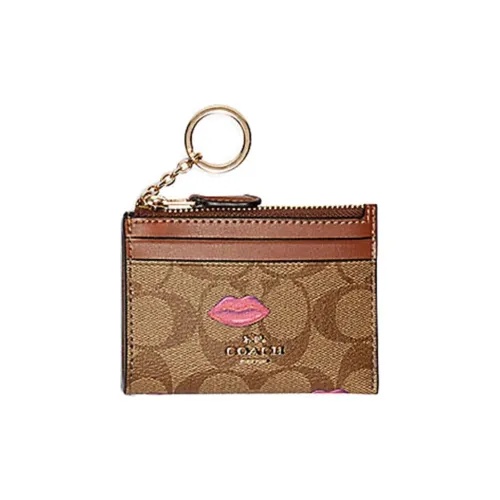 COACH Skinny Wallet Canvas Card Holder Mini Women's Brown