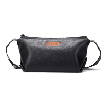 BISON DENIM The First Layer Of Calfskin Shoulder Bag, Crossbody Bag Regular Men's Black