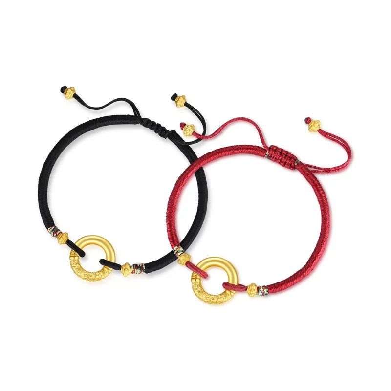 STYLEJING Alloy Bracelets Unisex Black Cord With Red String-6