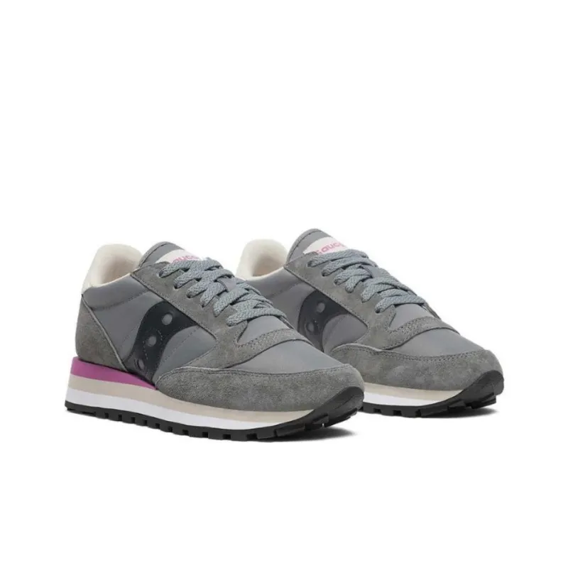 Saucony Jazz Triple Anti Slip Wear Resistant Low Top Running Shoes Women's Gray Black-2