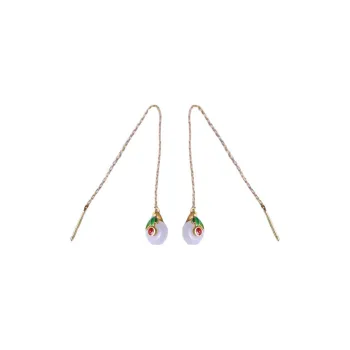 YUSHE Hetian Jade Earrings White Jade Women's