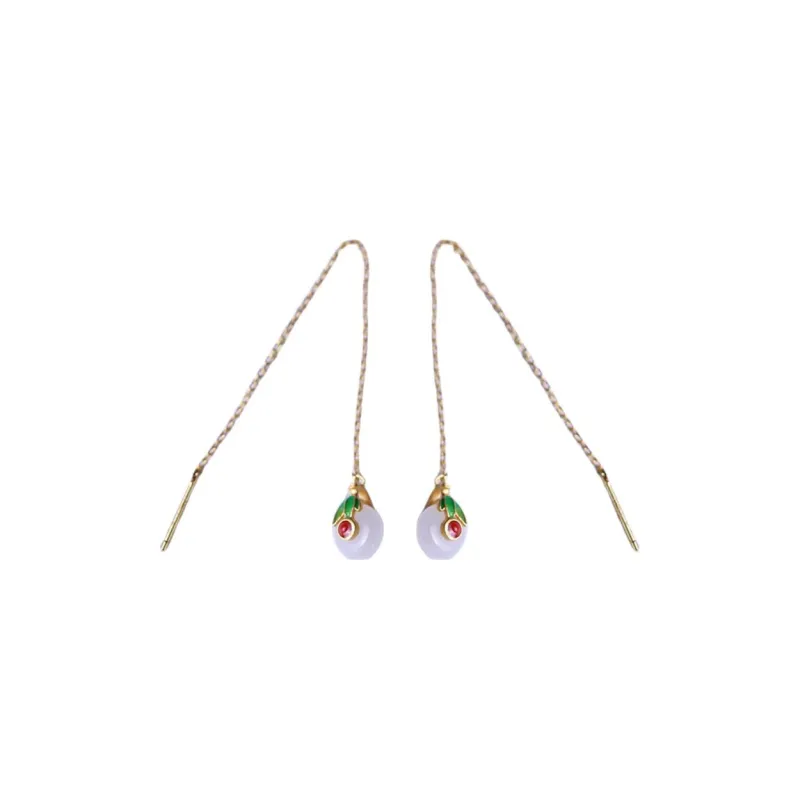 YUSHE Hetian Jade Earrings White Jade Women's-0