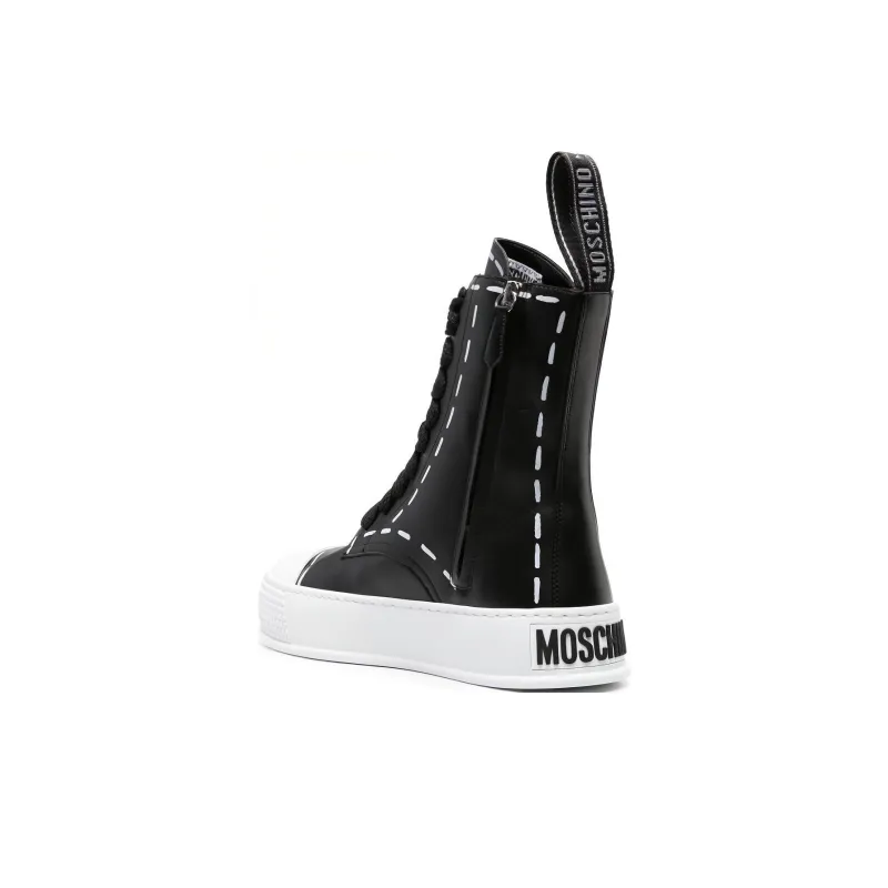 MOSCHINO Stitching-print High-top Sneakers-3