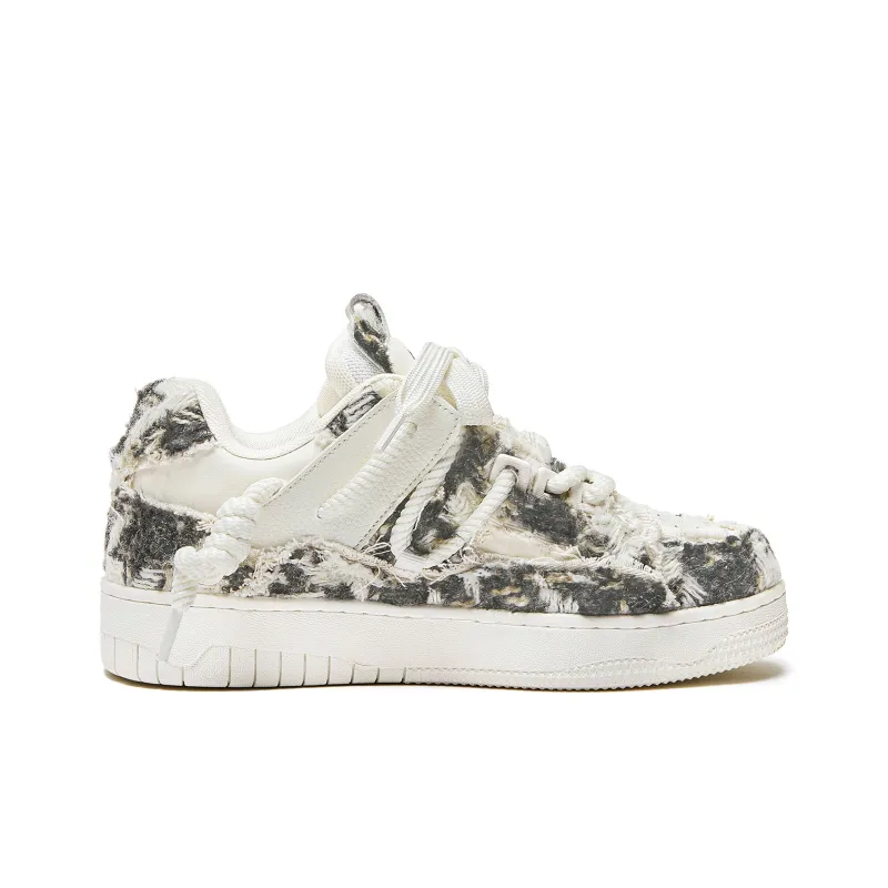 MQMS Skateboard Shoes Unisex Low Top Beige/White/Color Scheme-1