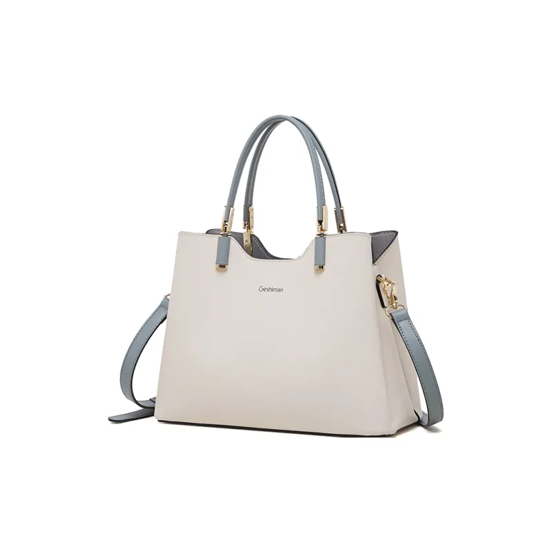 Geshiman Cow Leather Shoulder Bag Crossbody Bag Handbag Large Size Women's Ecru/Beige Apricot/Royal Blue/Purple/Maroon-1