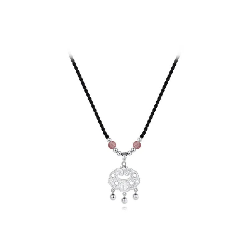 Muyan Alloy Peace Lock Necklace Unisex-3
