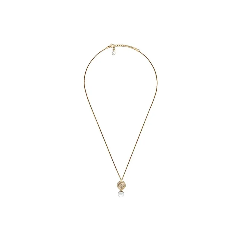 GUCCI Metal Crystal Glass Pearl Necklaces Women's Light Gold-1