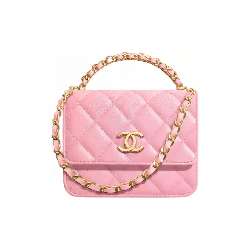CHANEL Sheepskin Kelly Bag, Mini Bag, Handbag, Shoulder Bag, Crossbody Bag Trumpets Women's Pink-0