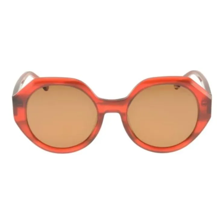 INES DE LA FRESSANGE Acetate Round Sunglasses Women's Red-1