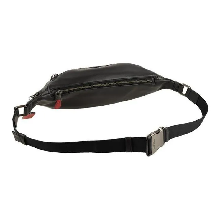 COACH Warren PVC One Shoulder Crossbody Bag Sling Bag Fanny Pack Large Size Men's Black Gray Color-3