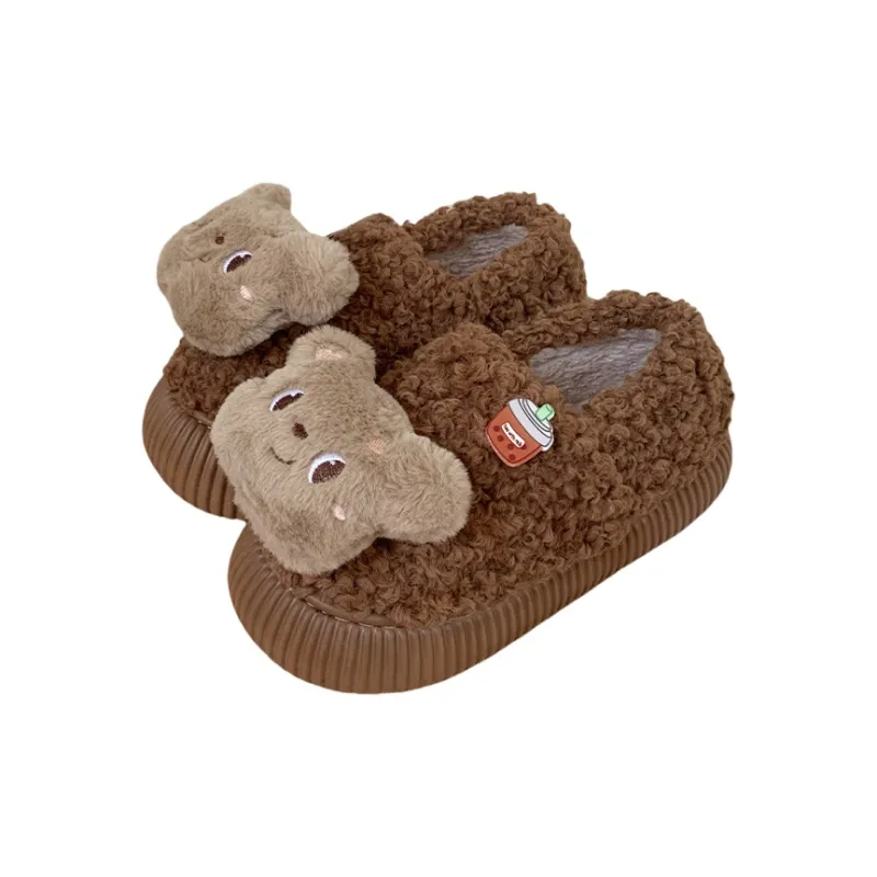 Thin Strips Cotton Slippers Women's Khaki-12