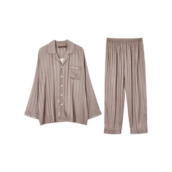 DAERLI Ice Silk Long Sleeved Pants Set For Sleepwear Men's