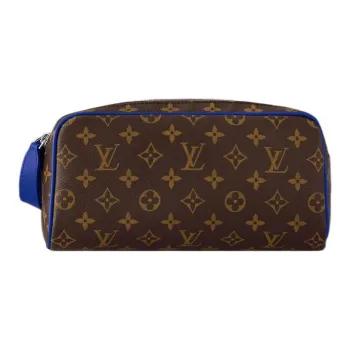 LOUIS VUITTON Dopp Kit Monogram Macassar Coated Canvas Toiletry Bag Men's Indigo