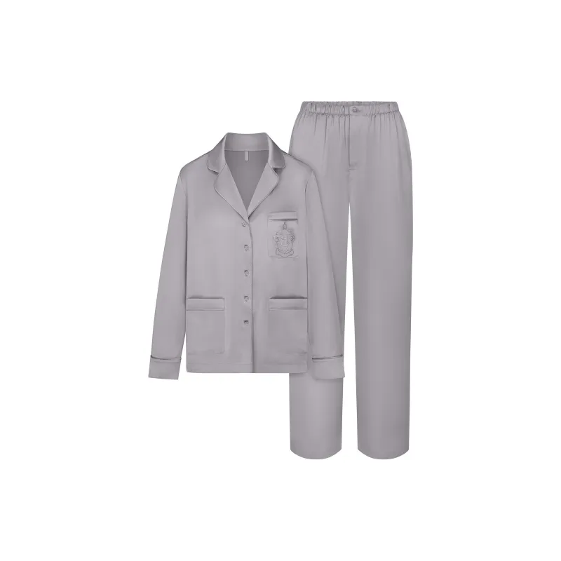 SKIMS FW24 HOTEL SHINE LONG SLEEVE BUTTON UP SLEEP SET Pajama Set Women's MIRROR/Mirror Color-0