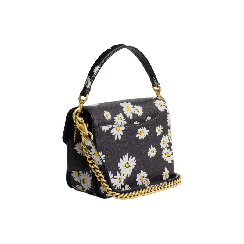 COACH Cassie Polished Pebble Leather Shoulder Bag, Crossbody Bag, Handbag Trumpets Women's Black & Multicolor-1
