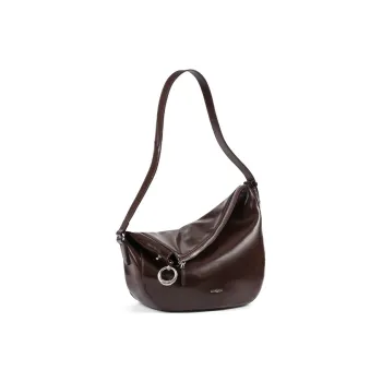 LA FESTIN Top Grain Cow Leather Shoulder Bag Large Size Women's Chestnut Brown/Twilight Black