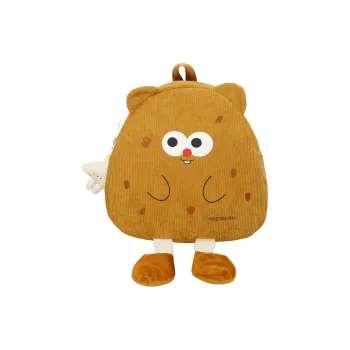Kaka Tree Corduroy Backpack Small Size Unisex Dark Khaki/Light Khaki/Yellow/White