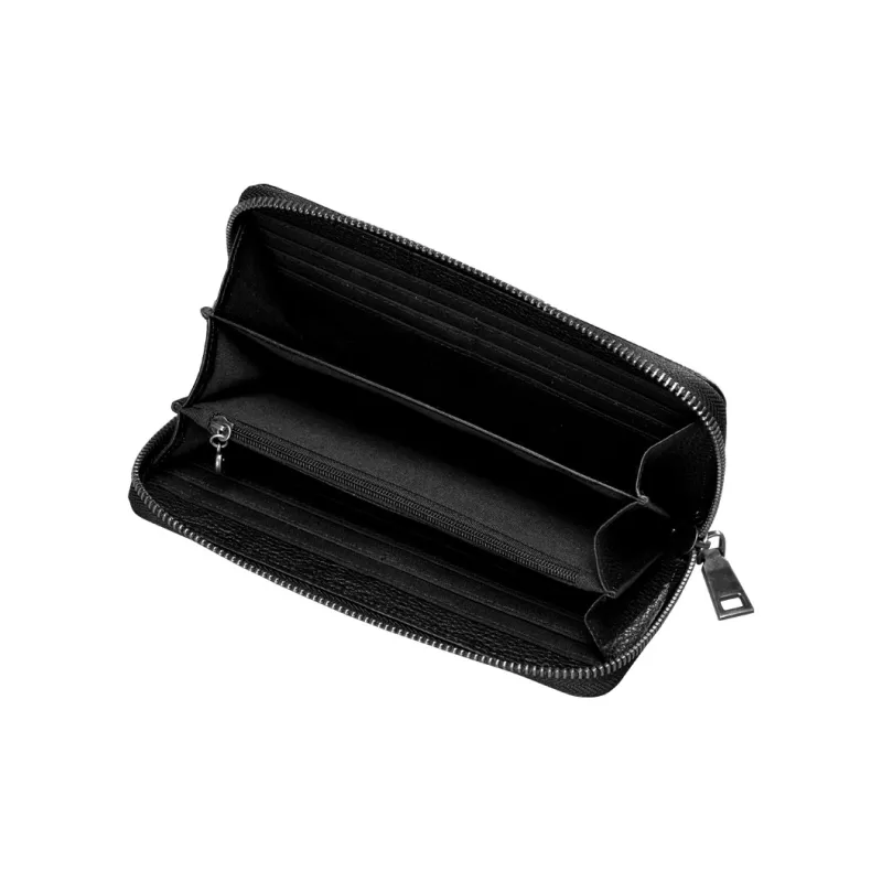 DIFENISE Top Grain Cow Leather Wallet Unisex Black/Smoke Gray-4