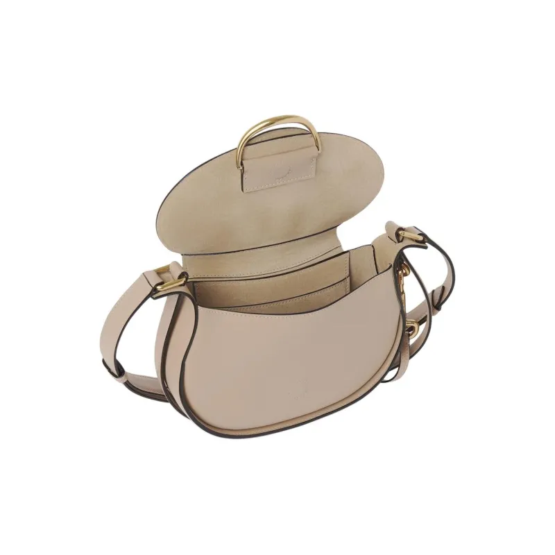 Chloe Smooth Calf Leather Crossbody Bag Shoulder Bag Small Size Women's Elephant Gray-3
