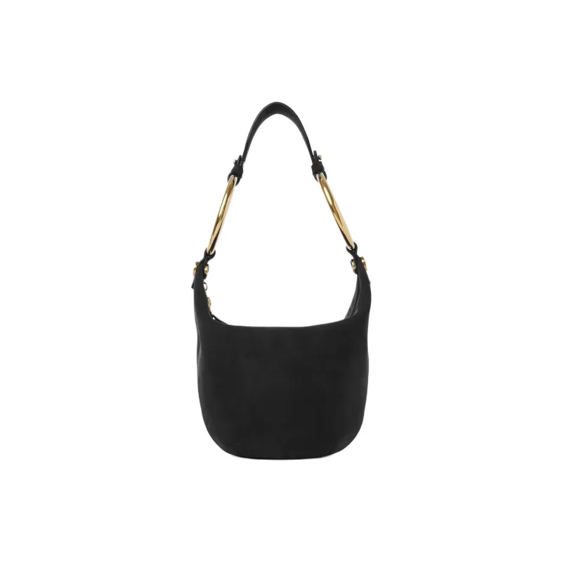 Chloe Suede Goat Leather Handbag Shoulder Bag Small Size Women's Black-0