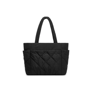 CORALDAISY Polyester Tote Bag Shopping Bag One Shoulder Handbag Regular Women's Black/Ecru