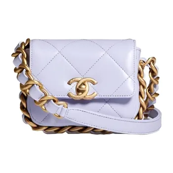 CHANEL 21K Winter Cow Leather Camera Bag, Handbag, Crossbody Bag, Shoulder Bag Mini Women's Taro Purple/Lavender
