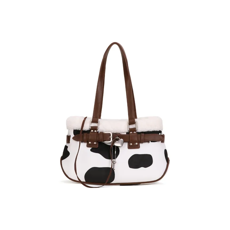 VANWALK PU Shoulder Bag Large Size Women's White/Brown/Pink-0