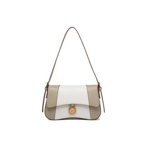 GELANNI Cow Leather Shoulder Bag Regular Women's Apricot White/Gray Apricot/Black Brown