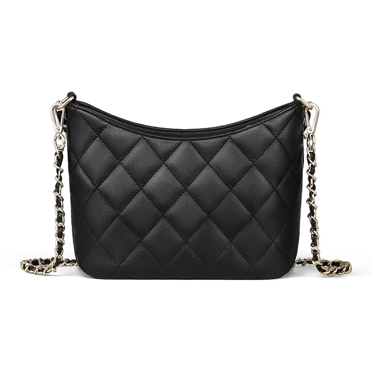 C°BANNER Top Grain Cow Leather One Shoulder Crossbody Chain Bucket Bag Regular Women's Black-3