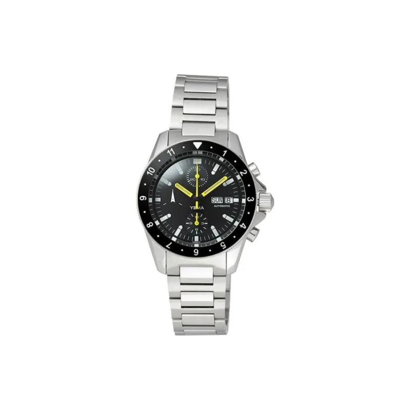 YEMA Wrist Watch Automatic Mechanical Movement Stainless Steel Strap 40mm Black Dial Men's Watches-0