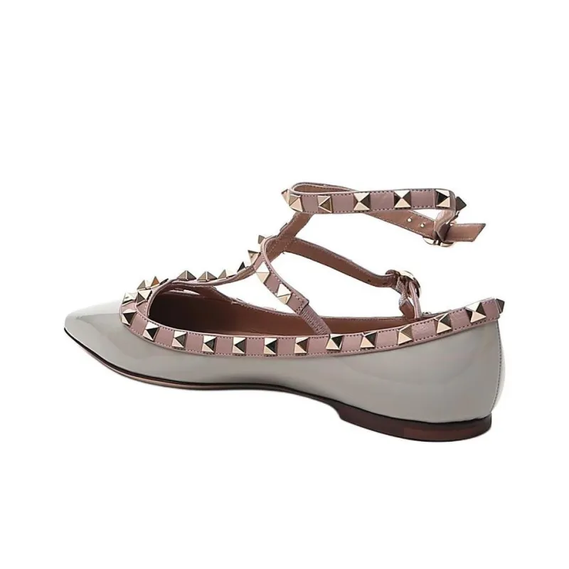 Valentino ROCKSTUD Casual Single Shoes Women's Gray-3