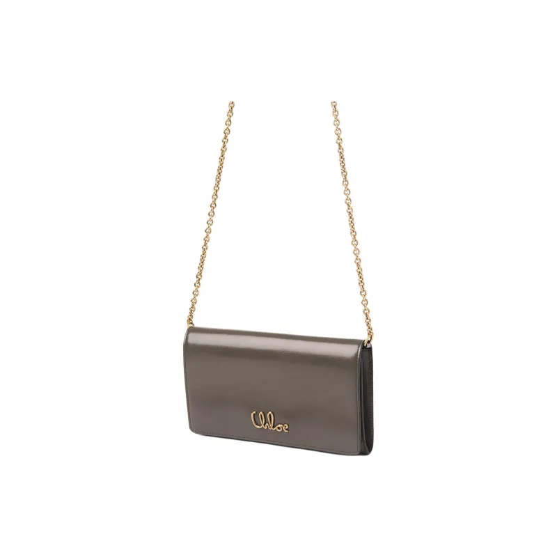 Chloe Calfskin Shoulder Bag, Crossbody Bag, Wallet Women's Flannel Gray-1