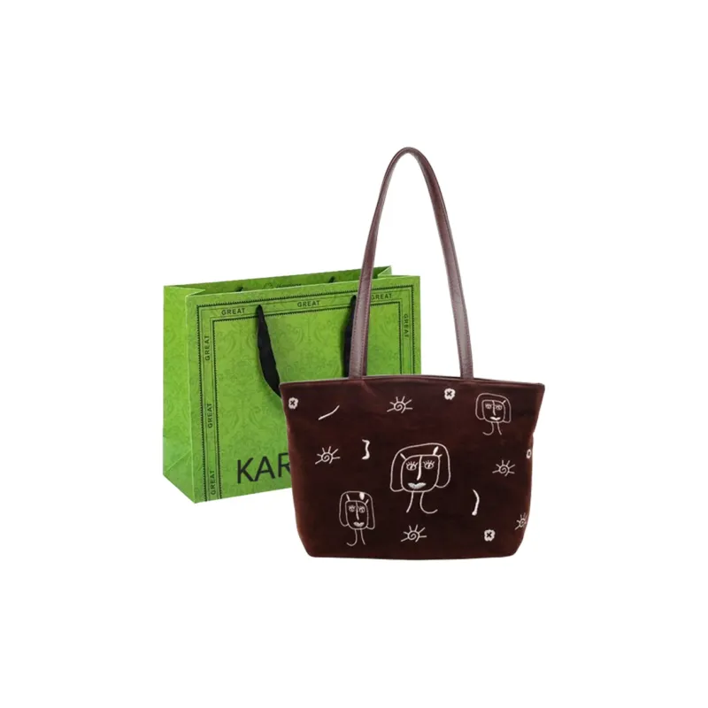 KARUISHA Suede Shoulder Bag Women's Black/Coffee/Brown-6