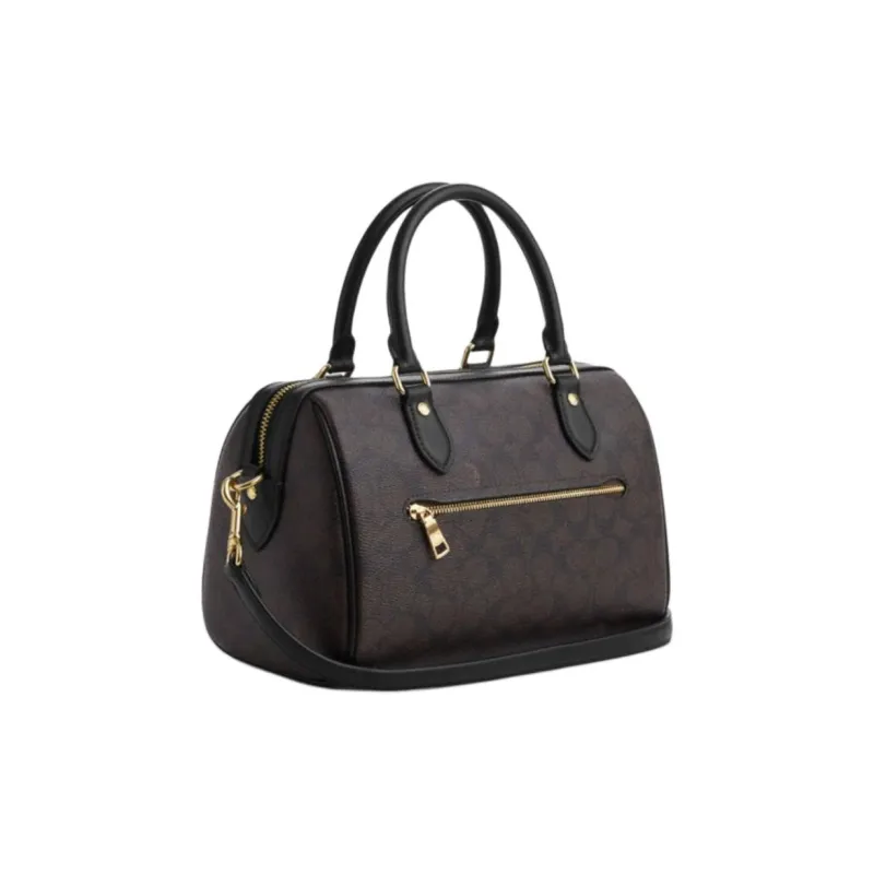 COACH Rowan Artificial Leather Shoulder Bag, Crossbody Bag, Handbag Medium Size Women's Walnut-1