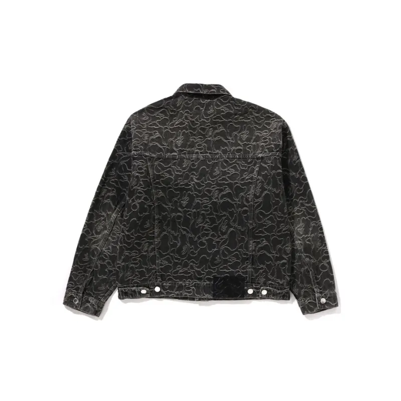A BATHING APE Logo embroidered Denim Jacket-3