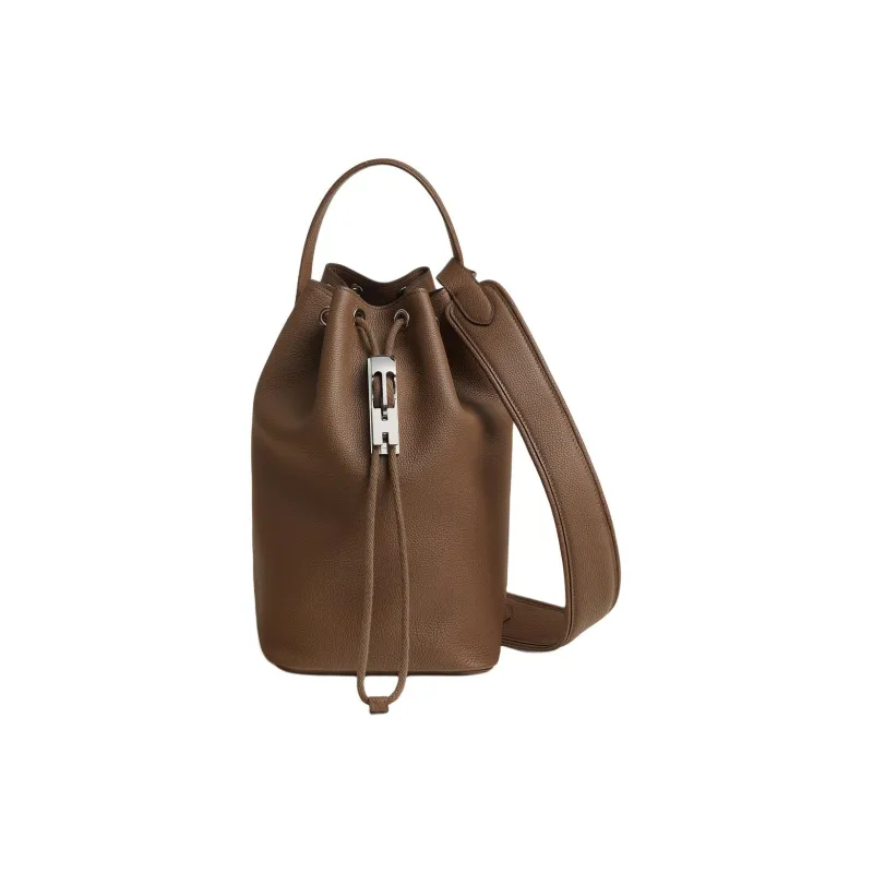 HERMES Togo Calfskin Bucket Bag Handbag Shoulder Bag Crossbody Bag Women's 6T Toundra Tundra Green & Brown Green-0