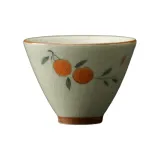 Hand-Drawn Ge Kiln Bamboo Hat Cup-Persimmon